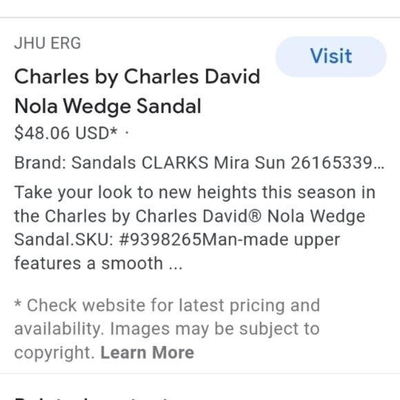 Charles by Charles David. Black Natural Nola Wedge Sandals 10M - Picture 6 of 12